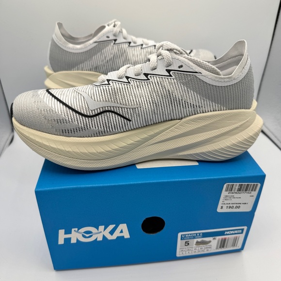 NWT Hoka Mach X 2 U Unisex in White / Cosmic Grey Sneakers Running Shoes NEW - Picture 9 of 16